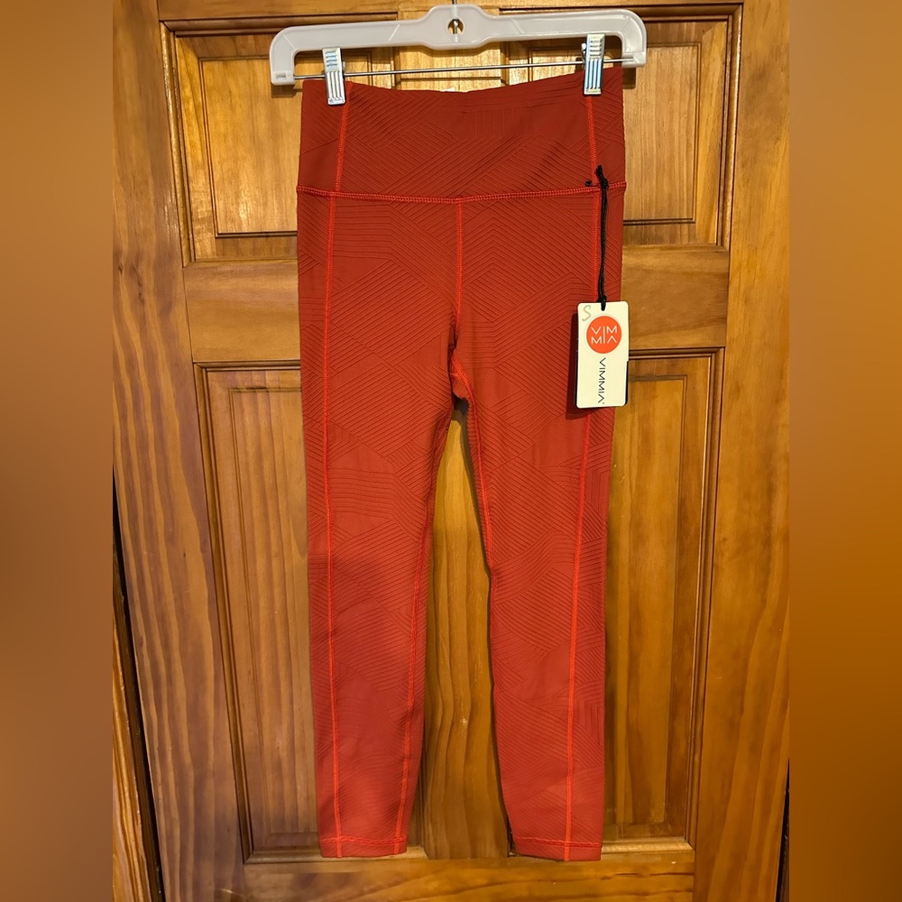 Vimmia Women's Small Linea 7/8 High Rise Leggings Roe Orange Yoga Activewear